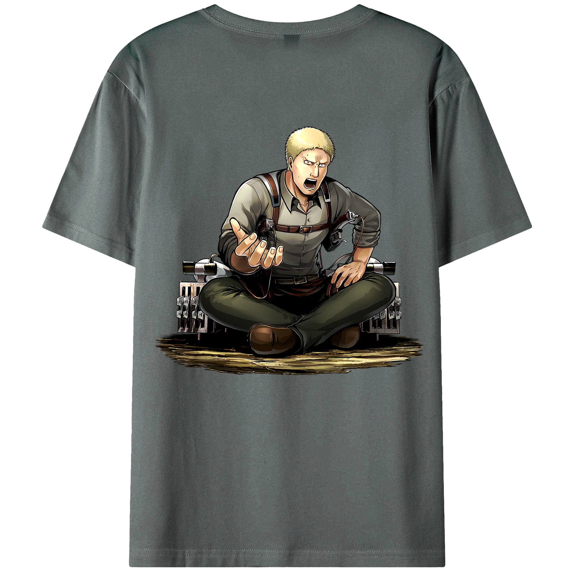 （画像用） 進撃の巨人 ライナー・ブラウン Attack on Titan Reiner Braun 綿100％ メンズ半袖Tシャツ（バックプリント） 通気性